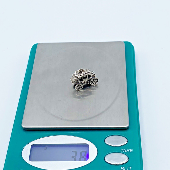 Vintage Stage Coach Sterling Silver Charm Pendant Historic Transportation 3.8g - Picture 8 of 8